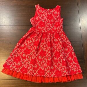 Justice Vibrant Red Kids Dress with White Floral Design